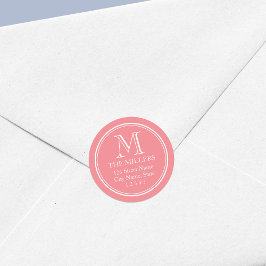 Bewerkbaar Achtergrondkleurnaam Monogram adres Ronde Sticker
