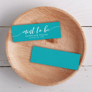 Bewerkbaar achtergrondscript Mint to Be Wedding Mini Visitekaartjes