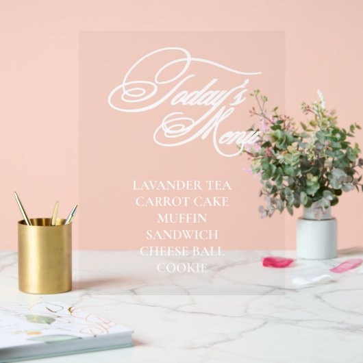 Bewerkbaar acryl voedsel menu teken acryl bord (Huwelijk)