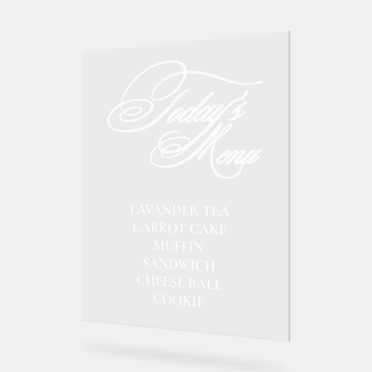 Bewerkbaar acryl voedsel menu teken acryl bord (Hoek)