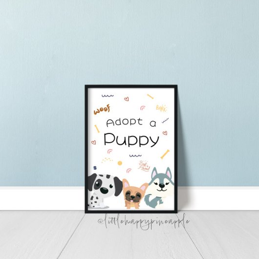 Bewerkbaar Adopteer een Puppy-teken Poster