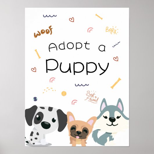Bewerkbaar Adopteer een Puppy-teken Poster (Voorkant)