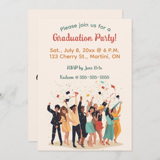 Bewerkbaar Afstudeerfeest Kaart (Voorkant / Achterkant)