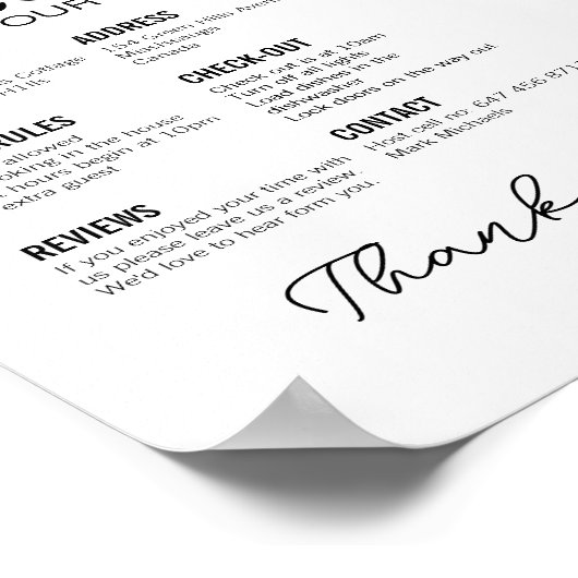 Bewerkbaar Airbnb Welkom poster (Hoek)