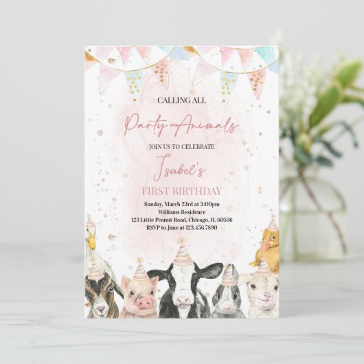 Bewerkbaar Alle Feestbeesten Bellen Boerenmeisje G Kaart (Staand voorkant)