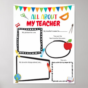 Bewerkbaar Alles over mijn Teacher sjabloon Poster