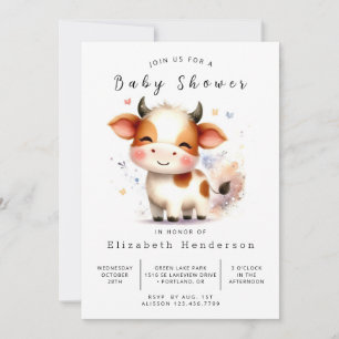 Bewerkbaar Animal Stijlvolle Koe Baby shower Kaart