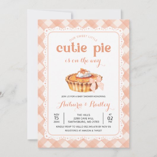 Bewerkbaar ANY AGE Sweet Cutie Pie Baby shower Kaart (Voorkant)