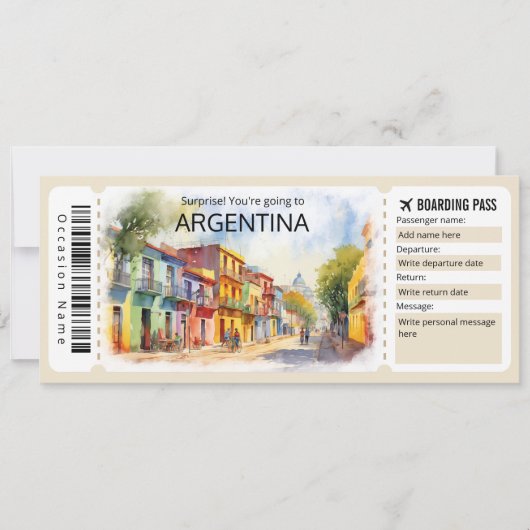 Bewerkbaar Argentinië Vliegticket, Argentinië Trip Kaart (Voorkant)
