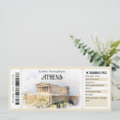 Bewerkbaar Athene Vliegticket, Griekenland Trip Kaart (Staand voorkant)