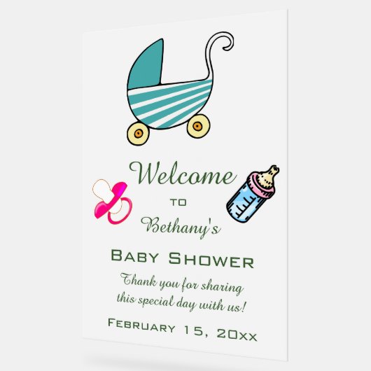Bewerkbaar Baby shower Acryl Bord (Hoek)