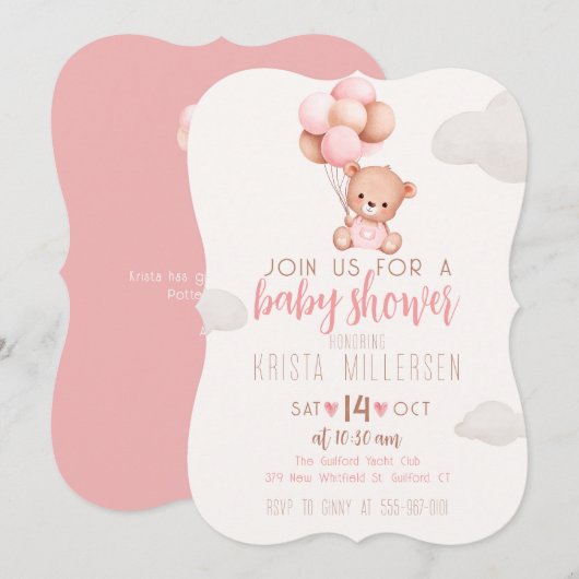 Bewerkbaar Baby shower Uitnodiging Roze & Beige Be (Voorkant / Achterkant)