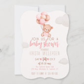 Bewerkbaar Baby shower Uitnodiging Roze & Beige Be (Voorkant)