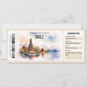 Bewerkbaar Bali Plane Boarding Pass Ticket Kaart