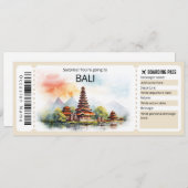 Bewerkbaar Bali Vliegticket, Bali Trip Kaart (Voorkant / Achterkant)