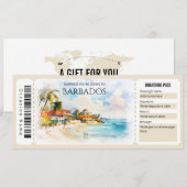 Bewerkbaar Barbados vliegtuig instapkaart ticket Kaart (Voorkant / Achterkant)