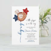 Bewerkbaar Baseball Baby shower Little Rookie Kaart (Staand voorkant)