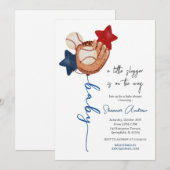 Bewerkbaar Baseball Baby shower Little Rookie Kaart (Voorkant / Achterkant)