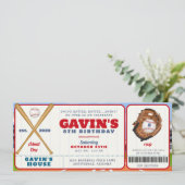 Bewerkbaar Baseball Ticket Sport Verjaardagsfeest Kaart (Staand voorkant)