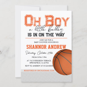 Bewerkbaar Basketbal Baby shower Kaart