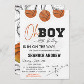 Bewerkbaar Basketbal Oh Boy Baby shower Kaart (Voorkant / Achterkant)