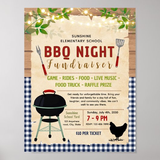 Bewerkbaar bbq kip fondsenwervingsfolder poster (Voorkant)