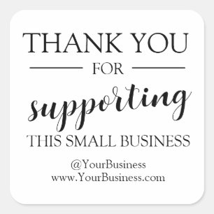 Bewerkbaar bedankbriefje vierkante sticker