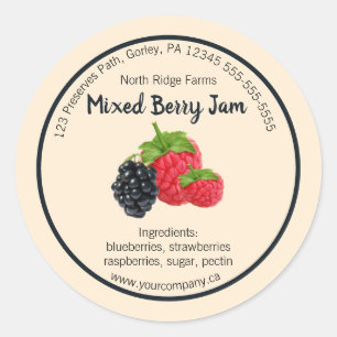 Bewerkbaar Bedrijf Mixed Berry Jam Label