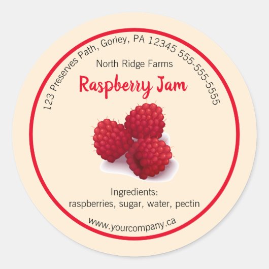 Bewerkbaar Bedrijf Raspberry Jam Label (Voorkant)