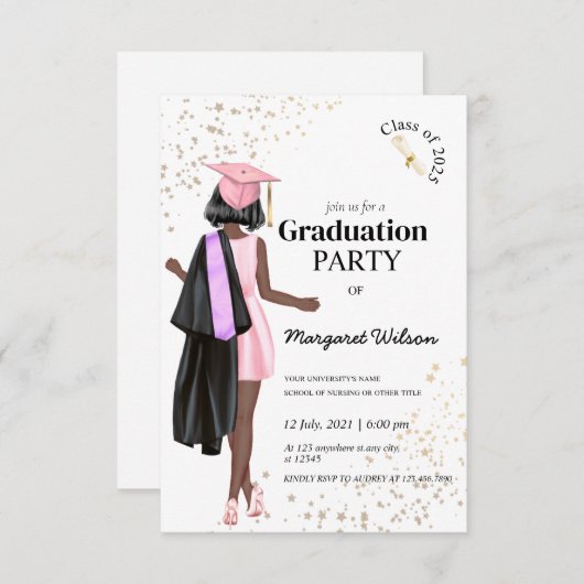 Bewerkbaar begin College Afstuderen Kaart (Voorkant / Achterkant)