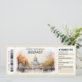 Bewerkbaar Belfast Vliegticket, Ierland Trip Kaart (Staand voorkant)