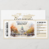 Bewerkbaar Belfast Vliegticket, Ierland Trip Kaart (Voorkant / Achterkant)