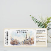 Bewerkbaar België Vliegticket, België Trip Kaart (Staand voorkant)