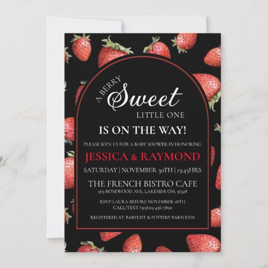 Bewerkbaar Berry Sweet Baby shower Kaart (Voorkant)