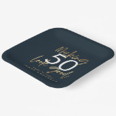 bewerkbaar Birthday blauw en goud eenvoudig elegan Papieren Bordje (Gebogen)