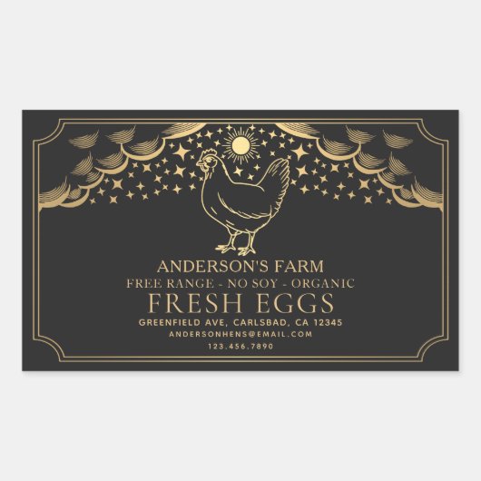 Bewerkbaar Black Witchy Tarot Eggs Family Boerderi Rechthoekige Sticker (Voorkant)