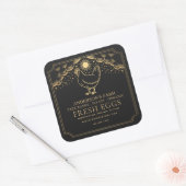 Bewerkbaar Black Witchy Tarot Eggs Family Boerderi Vierkante Sticker (Envelop)