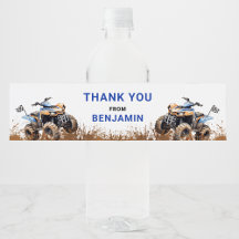 Bewerkbaar Blauw ATV Fiets Verjaardag Waterfles La