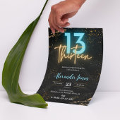 Bewerkbaar Blauw Dertien Verjaardagsfeestuitnodigi Kaart