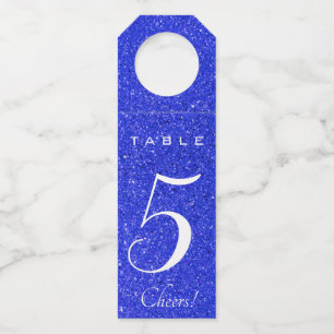 Bewerkbaar blauw Glitter-tabelnummer Flessenhanger