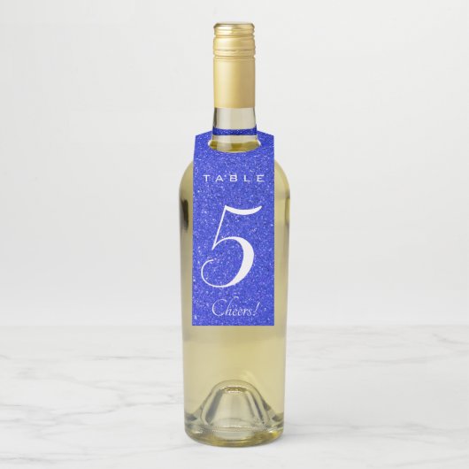 Bewerkbaar blauw Glitter-tabelnummer Flessenhanger (Op fles)