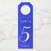 Bewerkbaar blauw Glitter-tabelnummer Flessenhanger (Voorkant)