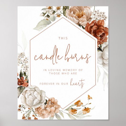 Bewerkbaar Bloemen Zonsondergang Bruiloft Memorial Poster (Voorkant)