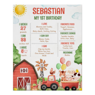 Bewerkbaar Boerderij Verjaardag Milestone Poster S