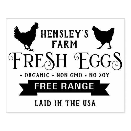 Bewerkbaar Boerderij Verse Eieren Karton Stamp Hen Rubberstempel (Afrduk)