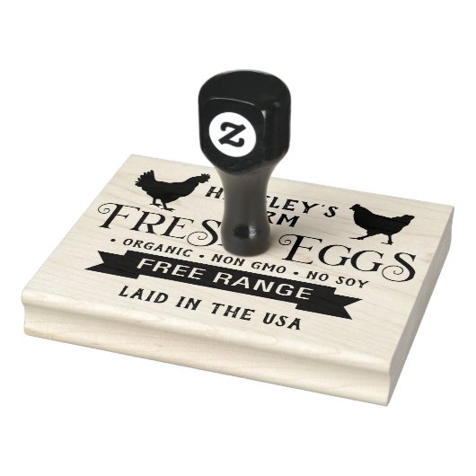 Bewerkbaar Boerderij Verse Eieren Karton Stamp Hen Rubberstempel (Stempel)