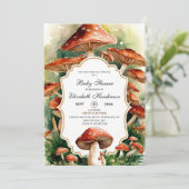 Bewerkbaar Boho Mushroom Baby shower Kaart (Staand voorkant)