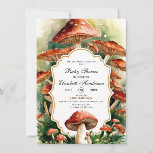Bewerkbaar Boho Mushroom Baby shower Kaart