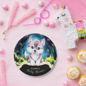 Bewerkbaar Boho Wolf Baby shower Papieren Bordje (Feest)