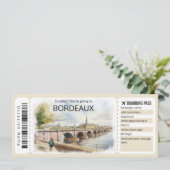 Bewerkbaar Bordeaux Vliegticket, Frankrijk Trip Kaart (Staand voorkant)